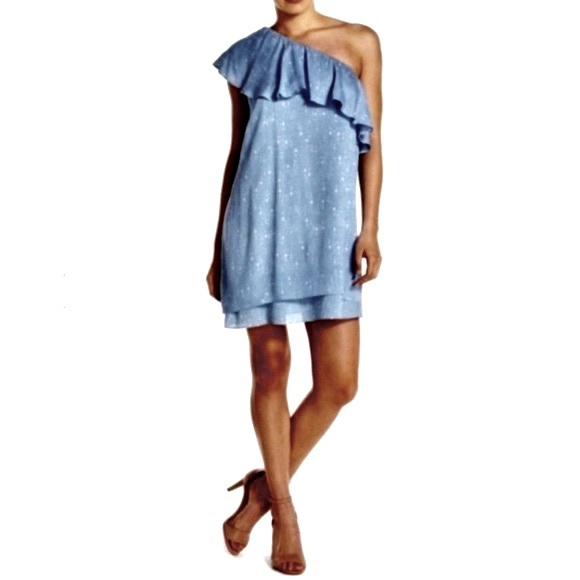 Charles Henry One Shoulder Diamond Dots light Blue Dress, Size M - Picture 16 of 16